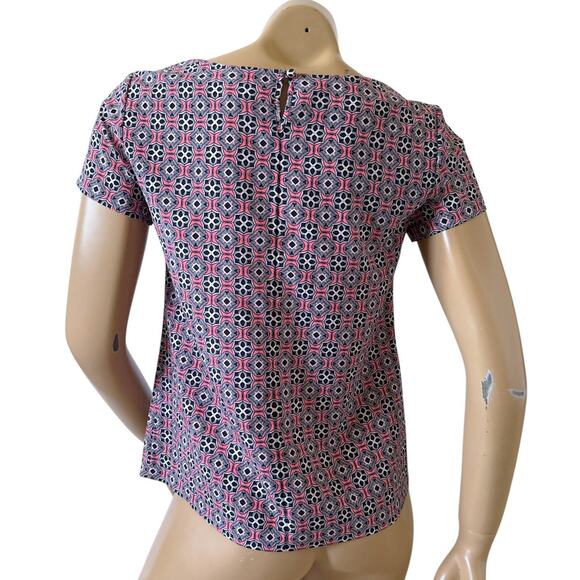 J. Crew XXS Geometric Print Scoop Neck Short Sleeve Blouse - Picture 4 of 8